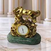 Ручная работа: Настольные часы с бронзовым конём на змеевике — фотография 1