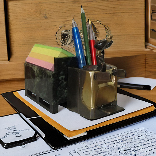 Бронзовый настольный прибор "Складской погрузчик" купить с доставкой Бронзовый настольный прибор "Складской погрузчик"