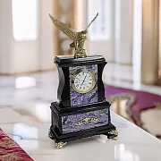 Ручная работа: Настольные часы «Орел» из чароита и долерита — фотография 1