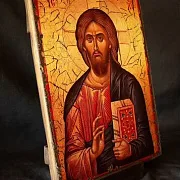 Икона "Христос Вседержитель" + подставка — красивый подарок — фотография 5