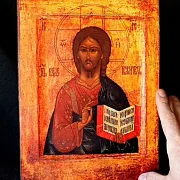 В подарок: Икона "Христос Пантократор" дерево, ручная работа — фотография 2