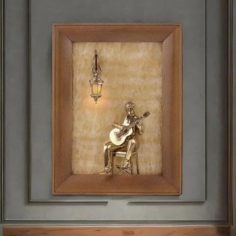 Ручная работа: Картина «Гитарист» на ониксе