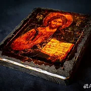 На память: Икона "Христос Вседержитель" дерево, ручная работа — фотография 4
