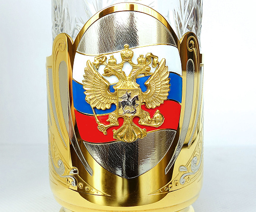 Оригинальный подстаканник со стаканом "Герб России". Златоуст купить с доставкой Оригинальный подстаканник со стаканом "Герб России". Златоуст