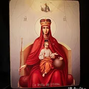 Икона Богоматери "Державная" дерево, ручная работа — оригинальный подарок — фотография 1