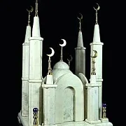 Часы «Мечеть» из мрамора в кожаном чемодане — необычный подарок — фотография 3