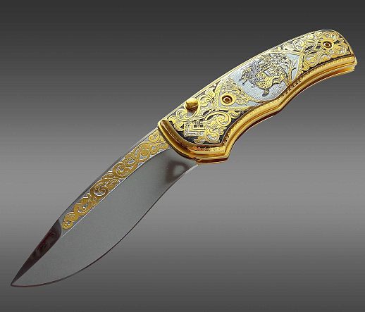 Нож складной "Рысь на охоте". Златоуст купить с доставкой Нож складной "Рысь на охоте". Златоуст