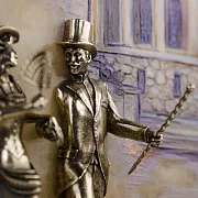 Ручная работа: Картина «Вечерняя прогулка. Ессентуки» на ониксе с подсветкой — фотография 4