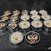 Подарочный комплект стальных фишек для нард «Герб России» — фотография 4