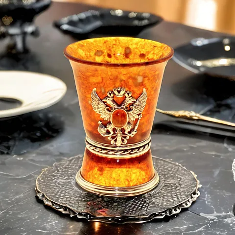 Стопка для водки из камня (янтарь) в подарок