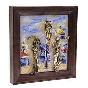 На память: Бронзовая картина «Пара. Набережная. Мост» с подсветкой — фотография 3
