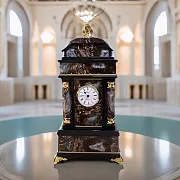 Подарочные каминные часы «Орёл» из агата и долерита — фотография 1