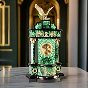 Часы «Орел» из малахита с бронзовой фигурой — красивый подарок — фотография 1