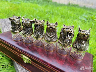 Хрустальные рюмки,бронза художественное литье